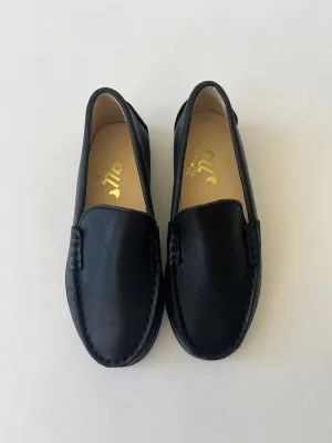 Black leather loafer
